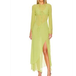 LPA | Lime Green Nadine Twofer Layered Maxi Dress Set